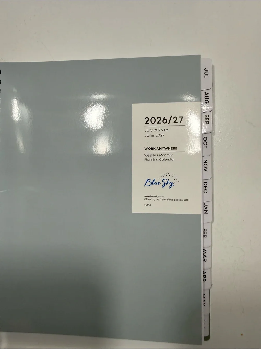 Blue Sky Light Gray Spiral Planner with Tabbed Months